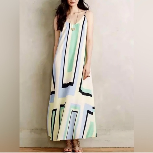 Anthropologie | Maeve | Pastel Geometric Maxi Dress - Picture 1 of 9